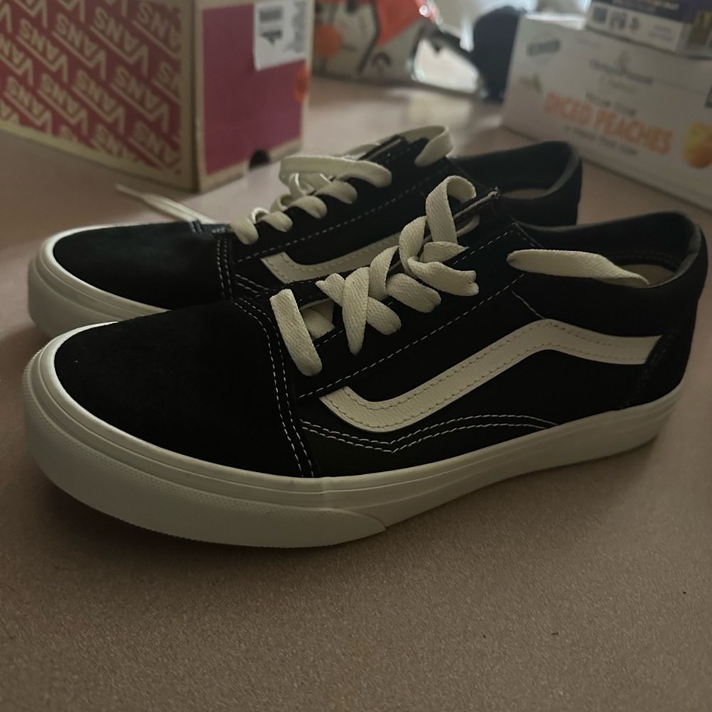 Vans Black Canvas Sneakers with White Stripe
